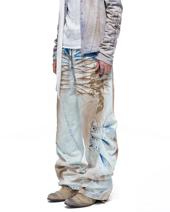 Personsoul Whiskered Rhinestone Vintage Jeans aus Denim