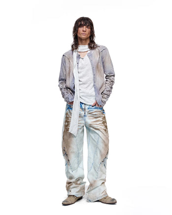 Personsoul Whiskered Rhinestone Vintage Jeans aus Denim