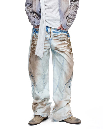 Personsoul Whiskered Rhinestone Vintage Jeans aus Denim