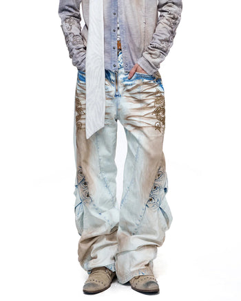 Personsoul Whiskered Rhinestone Vintage Jeans aus Denim