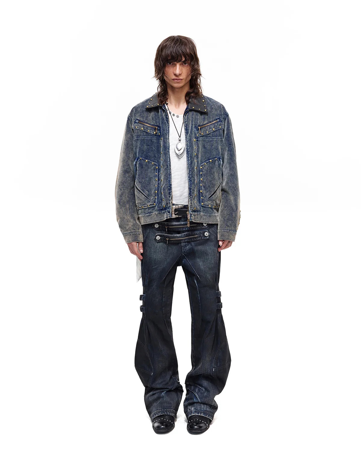 Personsoul Blue-Black Gradient Sculpted Jeans