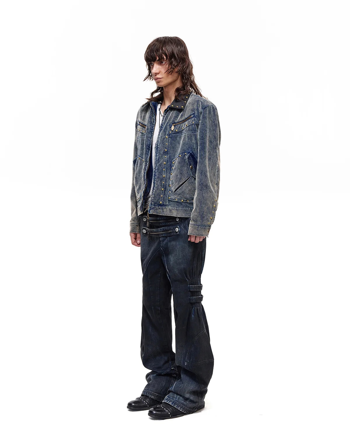Personsoul Blue-Black Gradient Sculpted Jeans