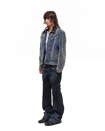Personsoul Blue-Black Gradient Sculpted Jeans