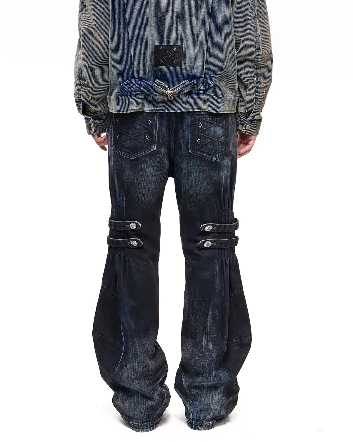 Personsoul Blue-Black Gradient Sculpted Jeans