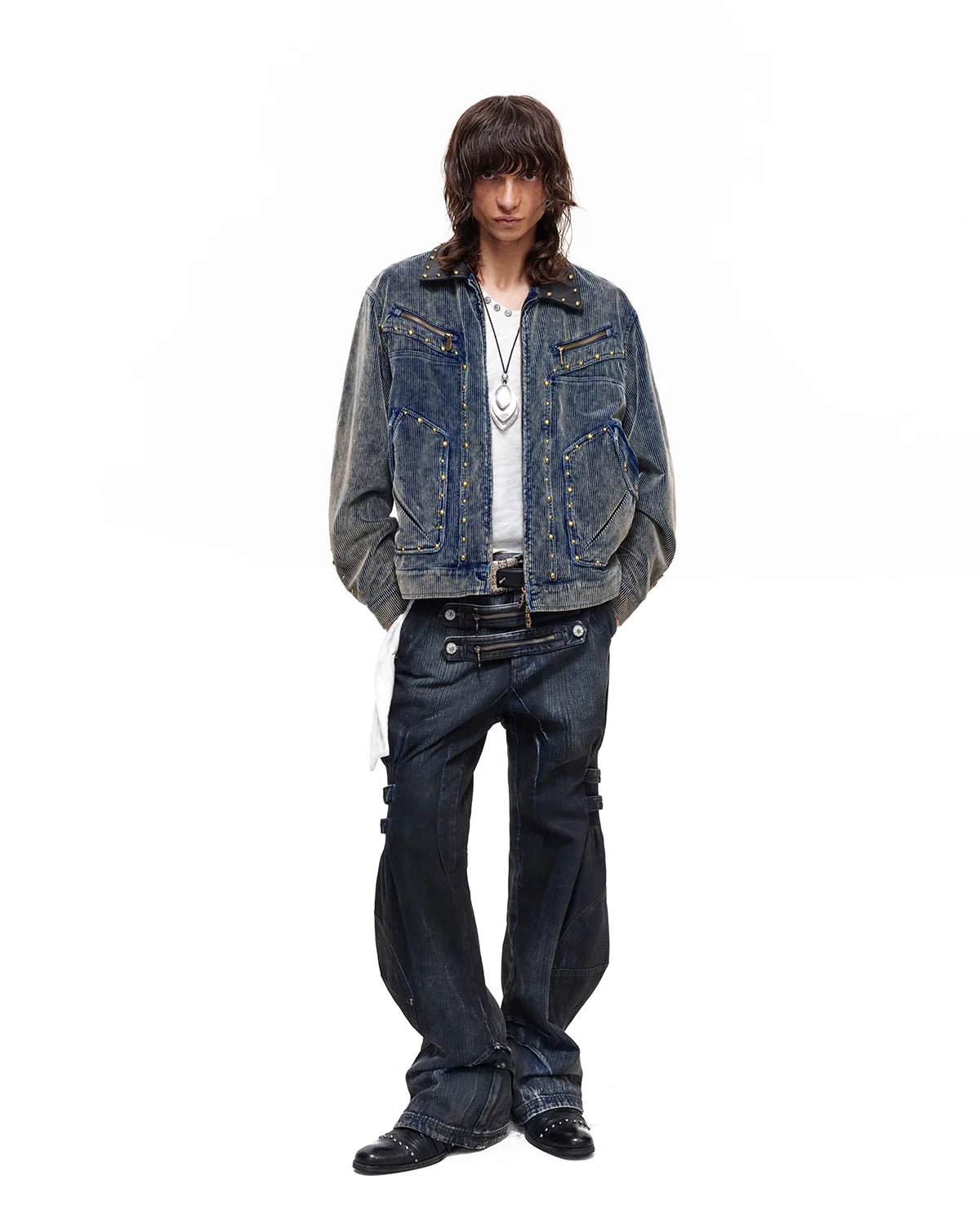 Personsoul Blue-Black Gradient Sculpted Jeans