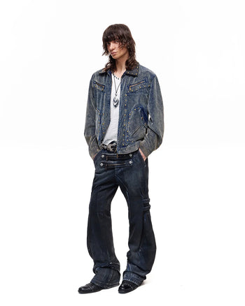 Personsoul Blue-Black Gradient Sculpted Jeans
