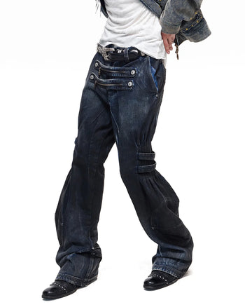 Personsoul Blue-Black Gradient Sculpted Jeans