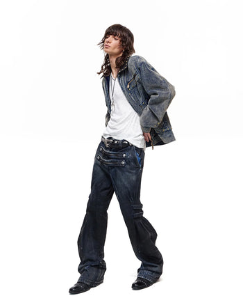 Personsoul Blue-Black Gradient Sculpted Jeans