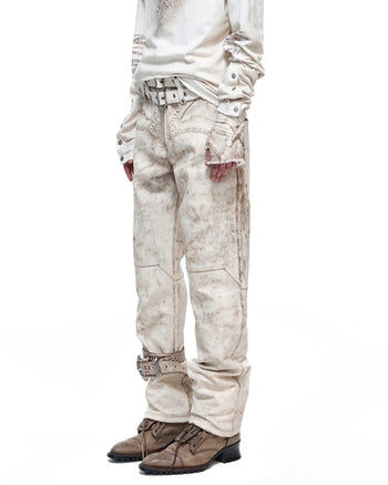Personsoul Twin-Belt Top-Grain Calfskin Pants