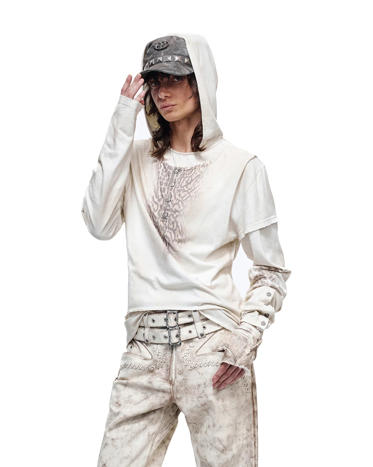 Personsoul Double-Layer Animal Print Hoodie