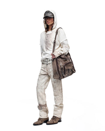 Personsoul Twin-Belt Top-Grain Calfskin Pants