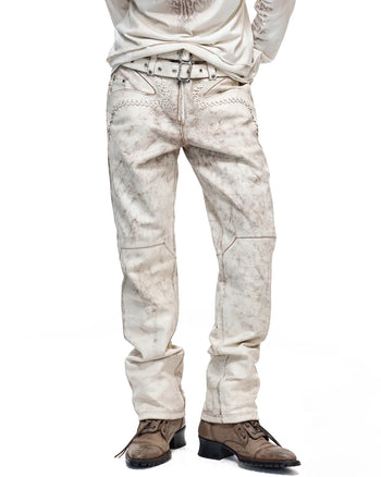Personsoul Twin-Belt Top-Grain Calfskin Pants