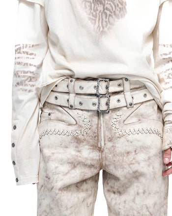 Personsoul Twin-Belt Top-Grain Calfskin Pants
