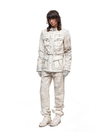Personsoul Twin-Belt Top-Grain Calfskin Pants