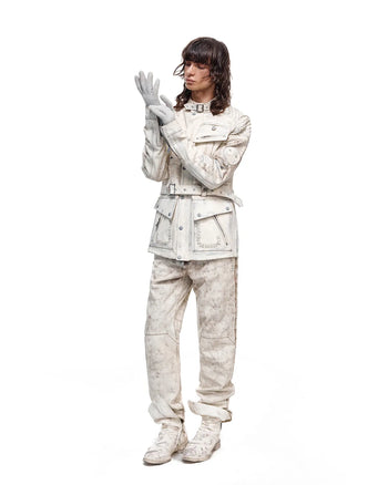 Personsoul Twin-Belt Top-Grain Calfskin Pants