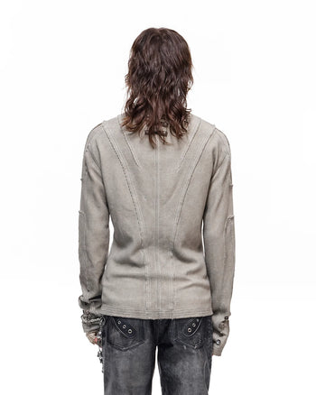 Personsoul Waffel-Langarmshirt mit Stehkragen Grau