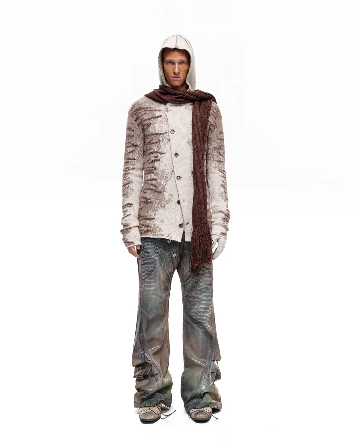 Personsoul Tiger Jacquard Knit Hoodie