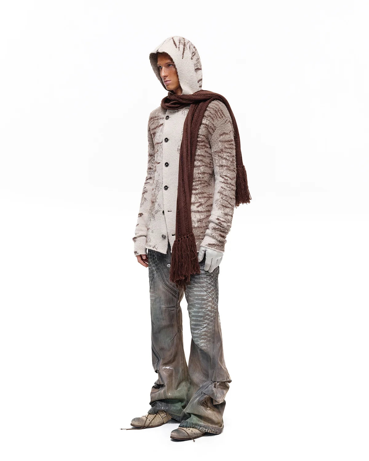 Personsoul Tiger Jacquard Knit Hoodie