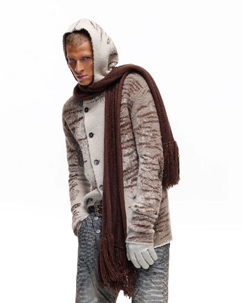 Personsoul Tiger Jacquard Knit Hoodie