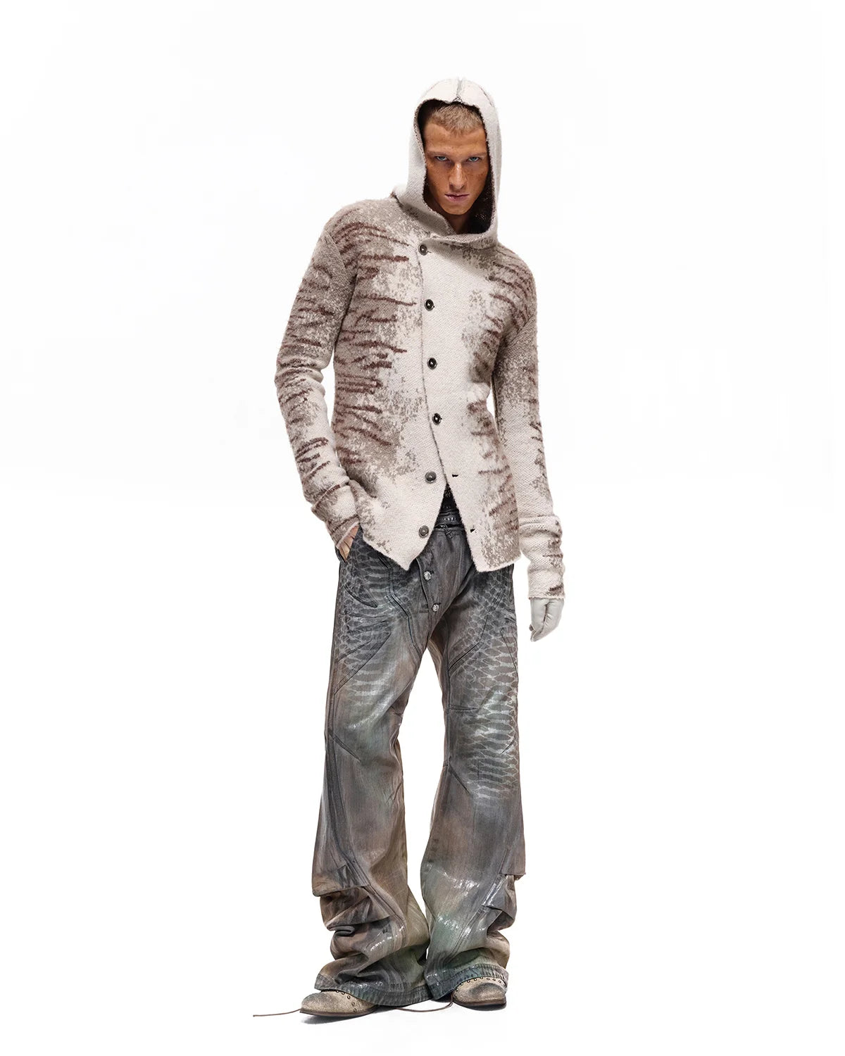 Personsoul Tiger Jacquard Knit Hoodie