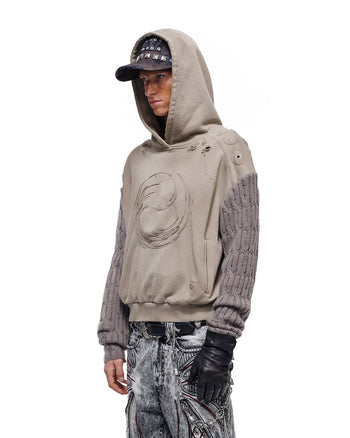 Personsoul Weathered Spiral Panel Hoodie Gray