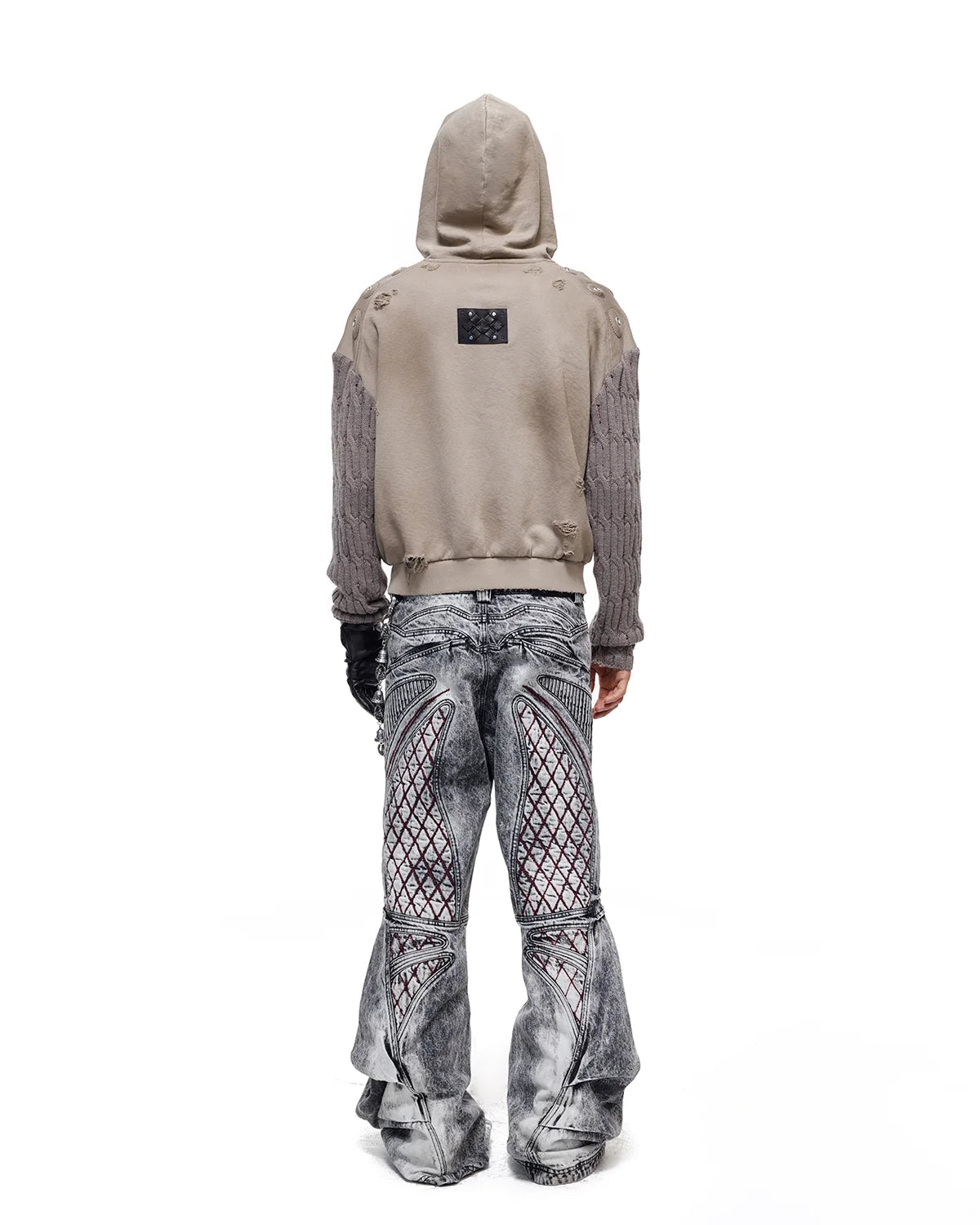 Personsoul Weathered Spiral Panel Hoodie Gray