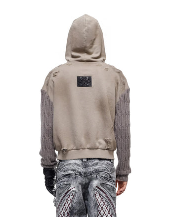 Personsoul Weathered Spiral Panel Hoodie Gray
