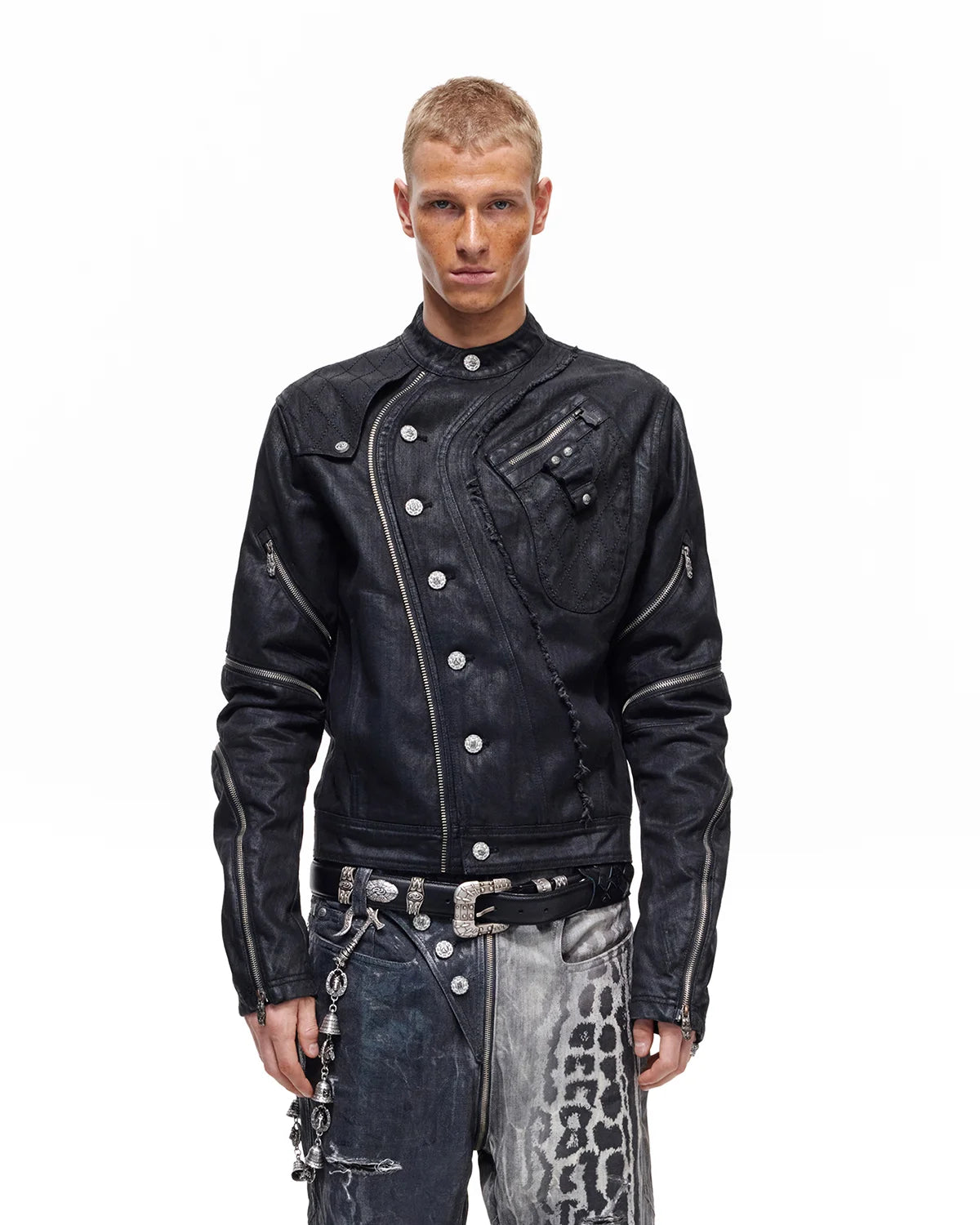 Personsoul Waxed Curved Denim Jacket