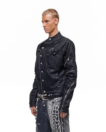 Personsoul Waxed Curved Denim Jacket