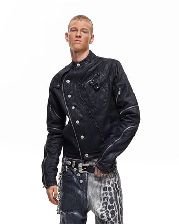 Personsoul Waxed Curved Denim Jacket