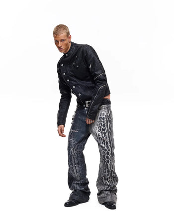 Personsoul Waxed Curved Denim Jacket