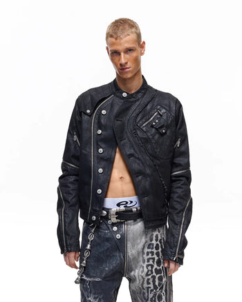 Personsoul Waxed Curved Denim Jacket