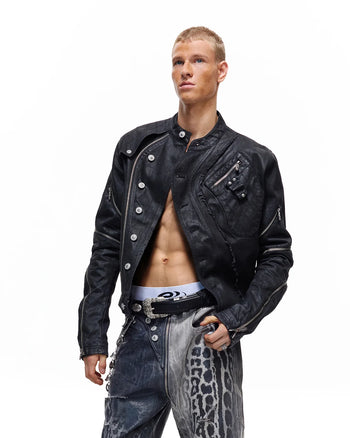 Personsoul Waxed Curved Denim Jacket