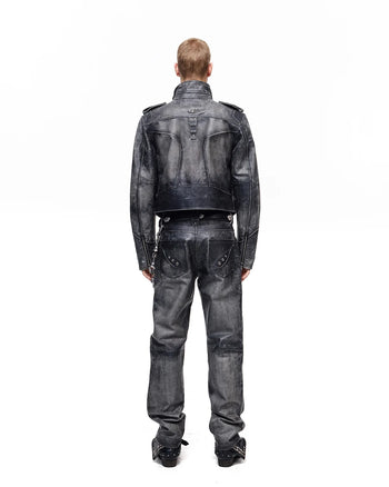Personsoul Kurzjacke aus genarbtem Kalbsleder im Used-Look