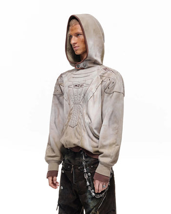 Personsoul Shield-Shoulder Hooded Sweatshirt Green