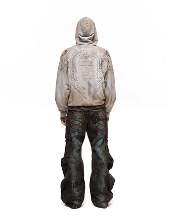 Personsoul Shield-Shoulder Hooded Sweatshirt Green