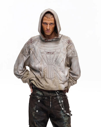 Personsoul Shield-Shoulder Hooded Sweatshirt Green