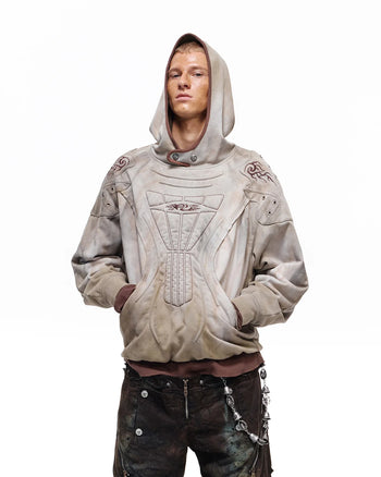 Personsoul Shield-Shoulder Hooded Sweatshirt Green