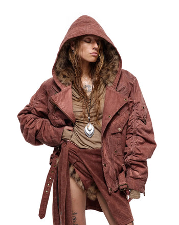 Personsoul Kapuzenjacke mit Webpelzfutter