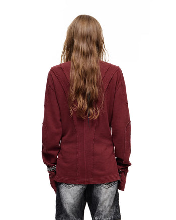 Personsoul Waffelstrick-Langarmshirt mit Stehkragen Rot