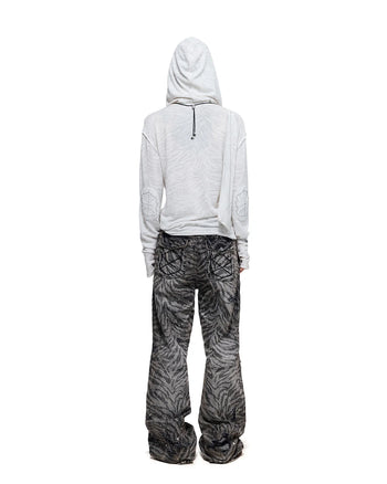 Personsoul Zebra-Print Studded Straight-Leg Jeans