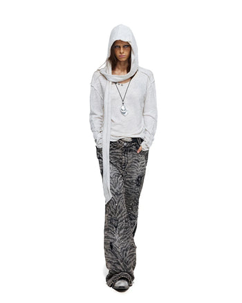 Personsoul Zebra-Print Studded Straight-Leg Jeans