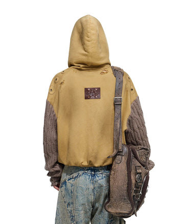 Personsoul Weathered Spiral Panel Hoodie Yellow