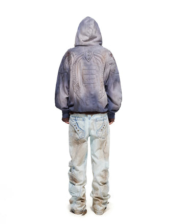 Personsoul Shield-Shoulder Hooded Sweatshirt Blue