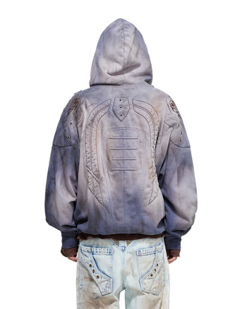 Personsoul Shield-Shoulder Hooded Sweatshirt Blue