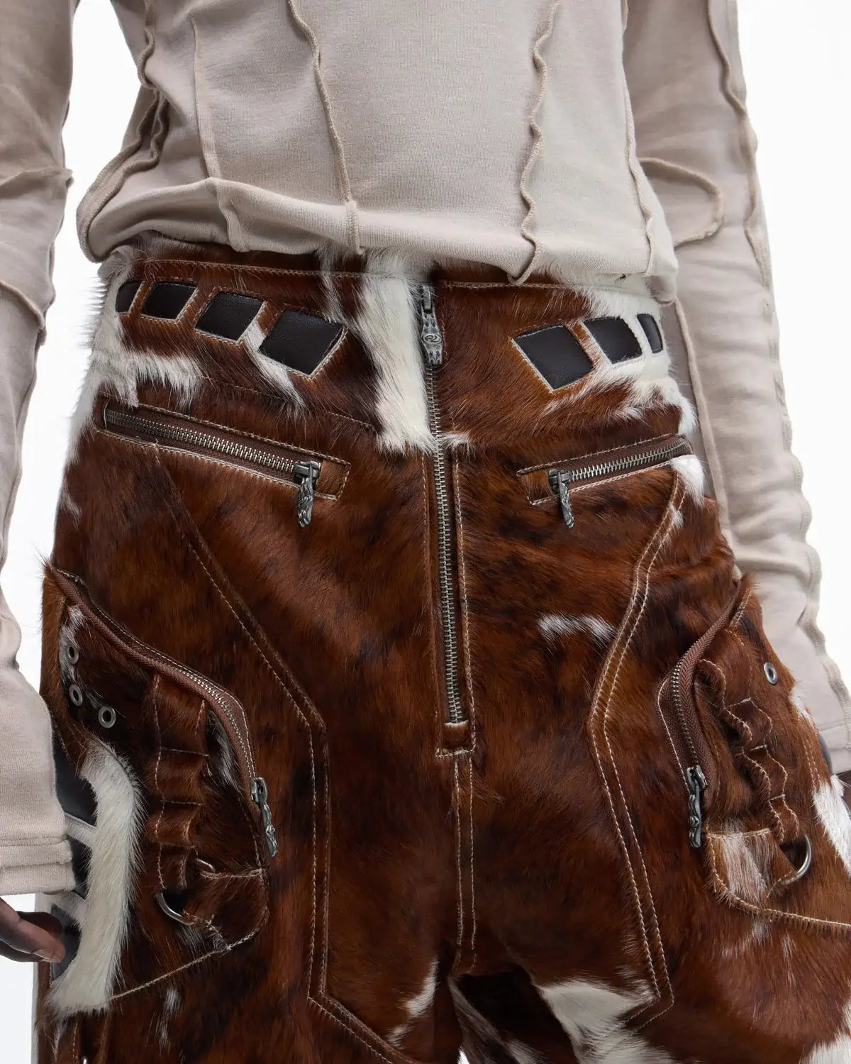 Personsoul Hair-On Cowhide Armor Curved Pants