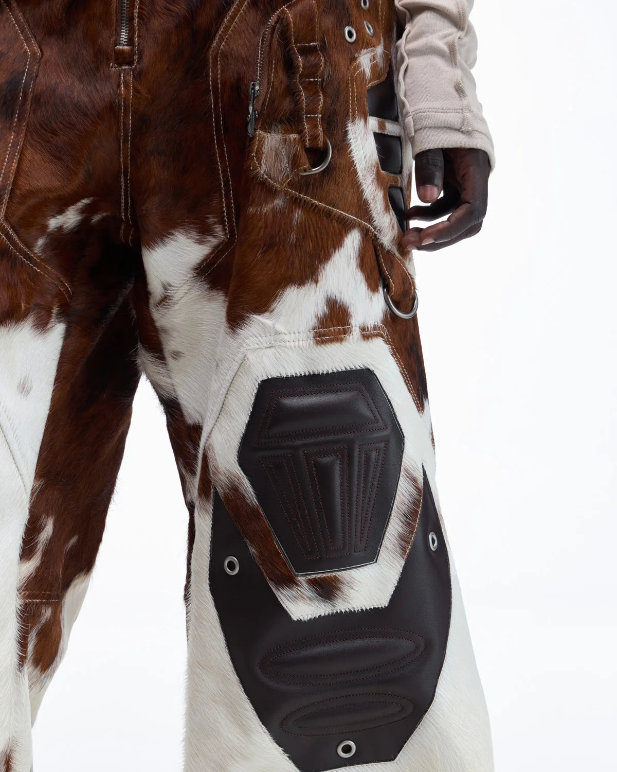 Personsoul Hair-On Cowhide Armor Curved Pants