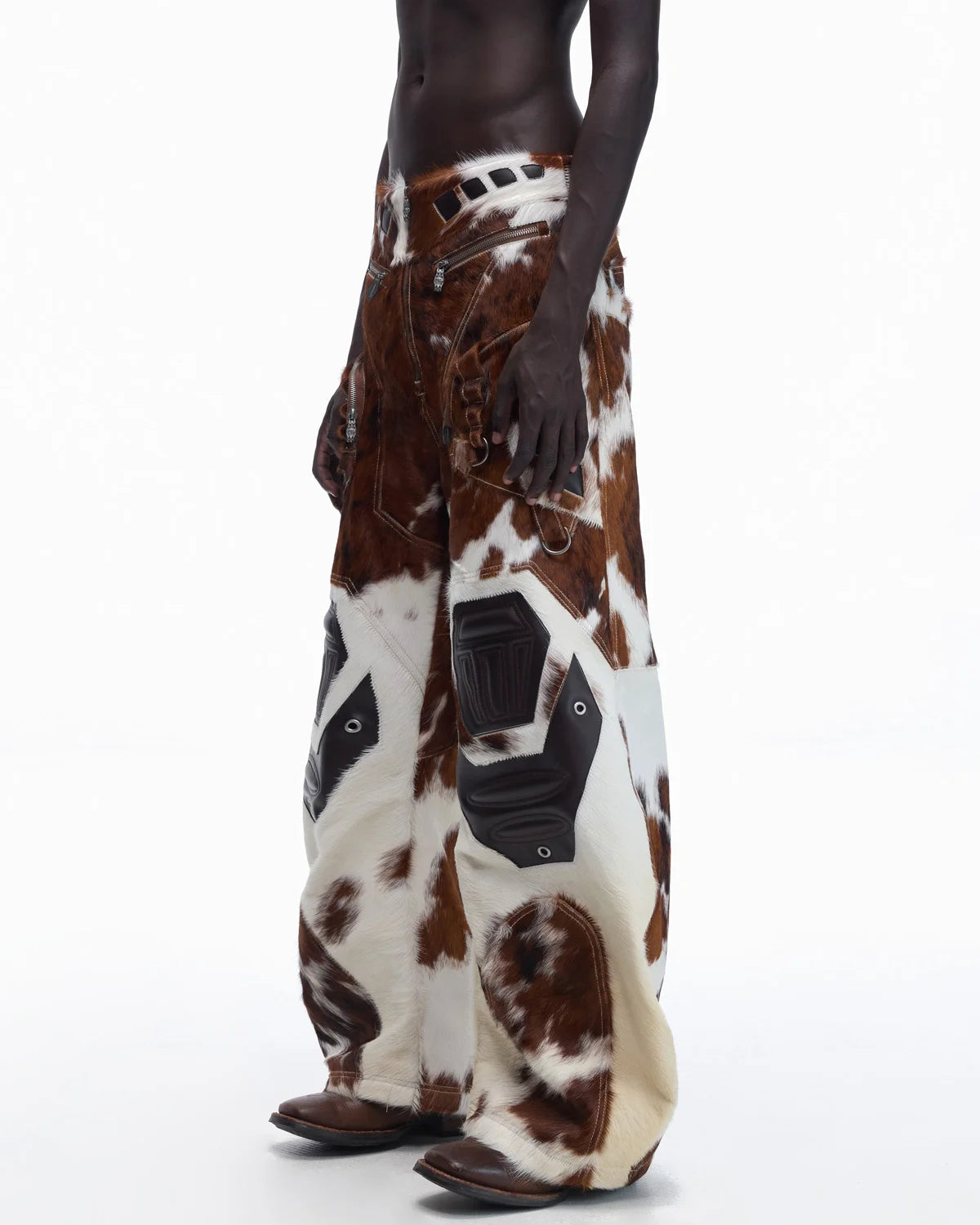 Personsoul Hair-On Cowhide Armor Curved Pants