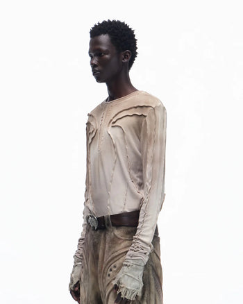 Personsoul Contrast Stitch Long Sleeve Top