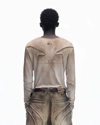 Personsoul Contrast Stitch Long Sleeve Top